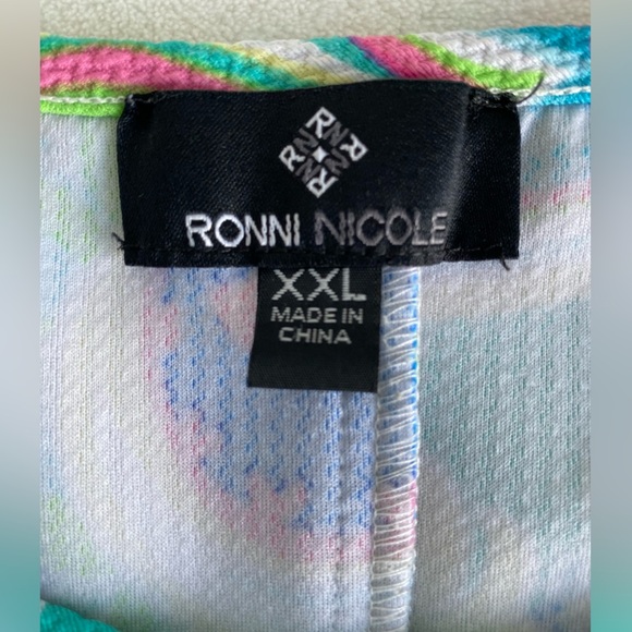 Ronni Nicole Bright Multicolor Paisley Shift Summer Dress Women XXL 2X Beach - Picture 5 of 9